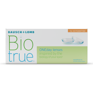 Lentes de contacto Biotrue ONEday for Astigmatism da Bausch + Lomb – caixas de 30 e 60 lentes diárias para olhos secos e sensíveis