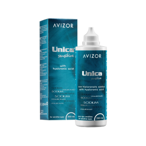 Avizor Unica Sensitive solução única com ácido hialurónico. Líquido para lentes de contacto.