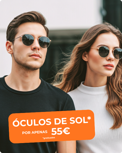 Couple wearing stylish sunglasses in a city setting