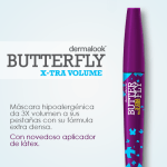 Máscara Butterfly X-tra Volume Dermalook – máscara hipoalergénica com 3x mais volume, segura para olhos sensíveis, lentes de contacto e óculos.