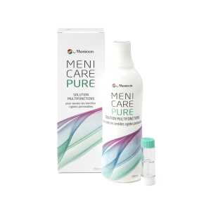 Menicare Pure 250 ml - solução única para limpeza e desinfeção de lentes de contacto rígidas RGP